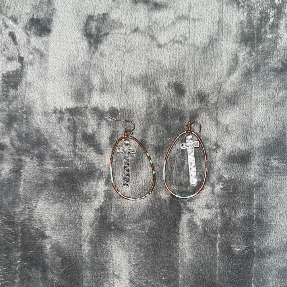 Elegant Silver and Gold Cross Earrings